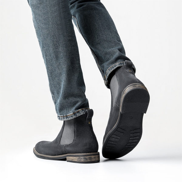 Men's Timeless Suede Leather Chelsea Boots - GREY - 7
